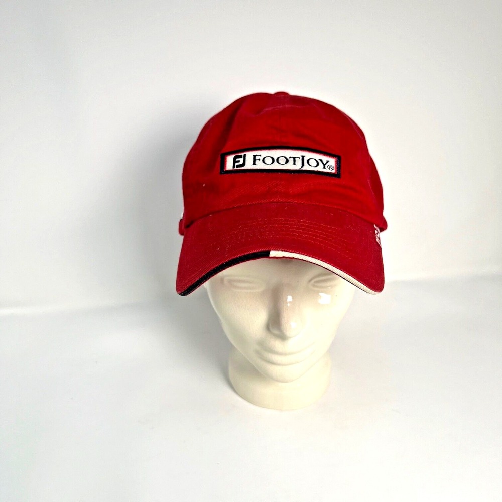 VTG 90s FootJoy FJ Men's Adjustable Strapback Hat Ball Cap Golf USA Red